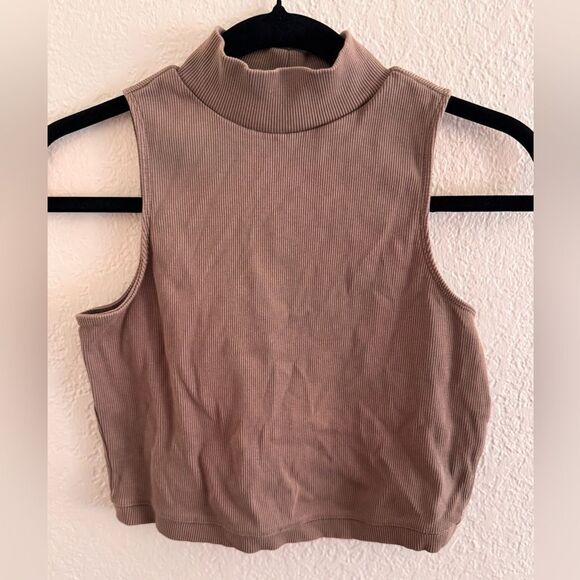 Everlane Tan Sleeveless Crop Tank Top - Picture 1 of 4